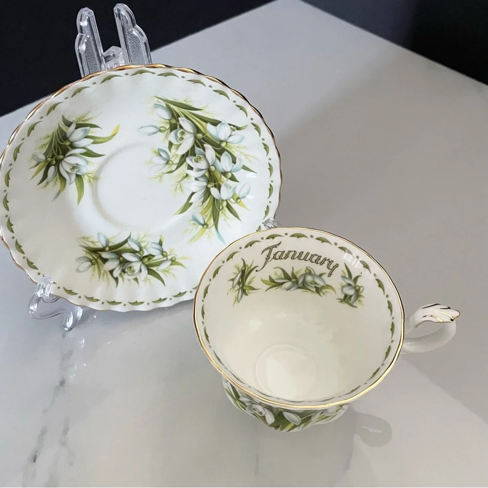 January Snowdrops Cup & Saucer by Royal Albert